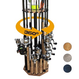 Rush Creek Creations Rush Creek Creations 16-Rod Spinning Fishing Pole Rack - Premium Rod Holder for Garage, Basement, or Shed - Top Plate Inserts for Nets, Tackle, and Accessories - Gear Storage