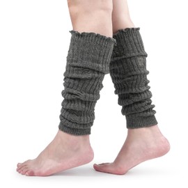 BomKinta Leg Warmers with Holes Women - Warm Ruffle Leg Sleeves - Winter Knee High Footless Socks Grey