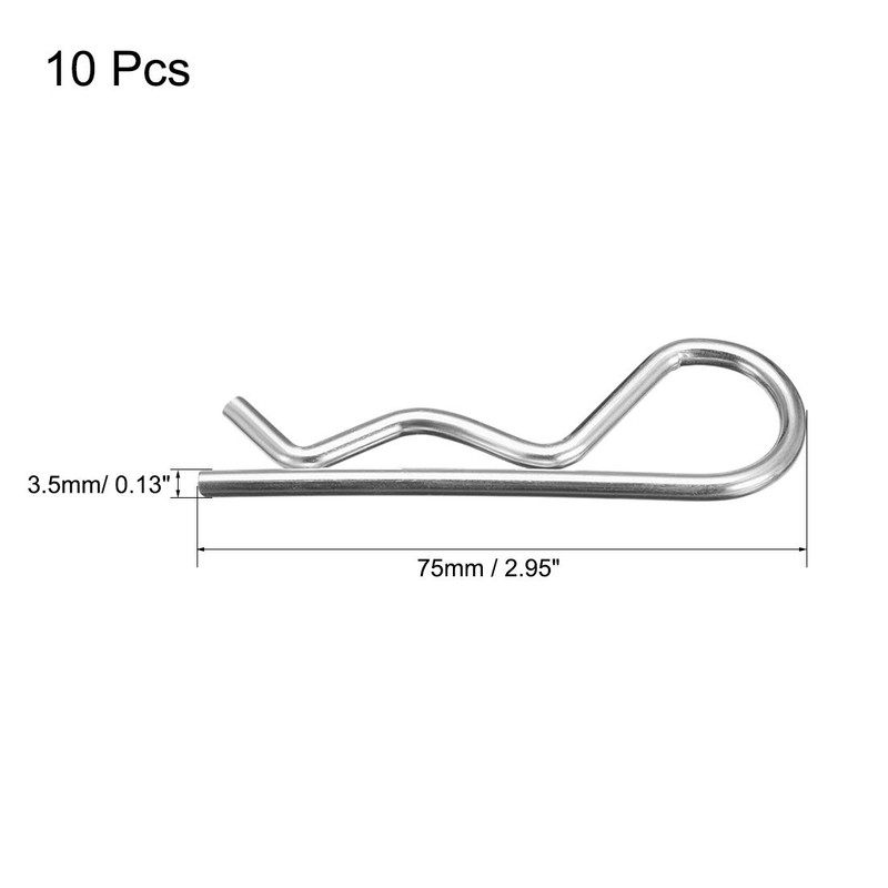 sourcing map Clip Pins 3.5mm Wire Carbon Steel 75mm Length