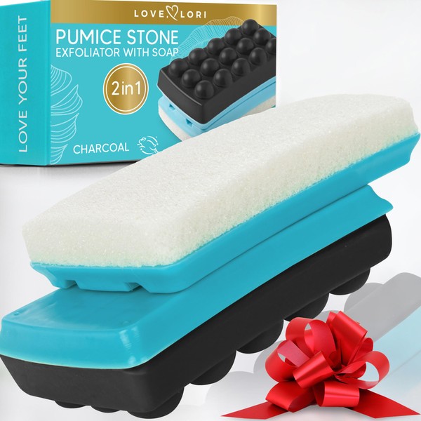 Stocking Stuffers for Adults – Self Care Items for Women, Pumice Stone & Detoxifying Charcoal Soap, Stocking Stuffers for Teenage Girls, Relaxing Foot Scrubber & Foot Care, Shower Accessories