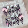 Black Gyaru Cosplay Handmade Nail Tips - Almond S /