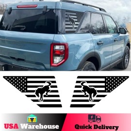 Unbranded 2pcs American Flag Rear Side Window Decals for Ford Bronco Sport 2021-2025