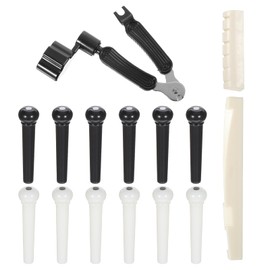 15 Pcs Acoustic Guitar Bridge Pins with Saddle Nut 3-In-1 Bridge Pin Puller Remover Guitar Pegs Replacement Parts Accessories String Pegs Guitar String Remover Tool