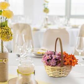 Basket for Flower Girl - Wedding Basket Lightweight Handwoven for Wedding,Elegant Handheld Portable Desktop Sundries Container, Storage Basket for Living Room