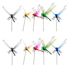10 Pcs Dragonfly Garden Decor 5 Colors Dragonfly Garden Ornaments for Indoor Outdoor Yard (10Pcs)