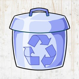 Trash Decals Peel & Stick - Wall Vinyl Stickers - Kawaii Cup Garbage Recycling Waste Compost Bin Cartoon Watercolor Colorful - Car Window Truck Laptop Tumbler - Kitchen Home Room Decor DWSV20668