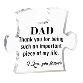 Dad Puzzle Piece Gift, Acrylic Birthday Block Plaque From Sons Daughters - Creative Father's Day Thanksgiving Gift