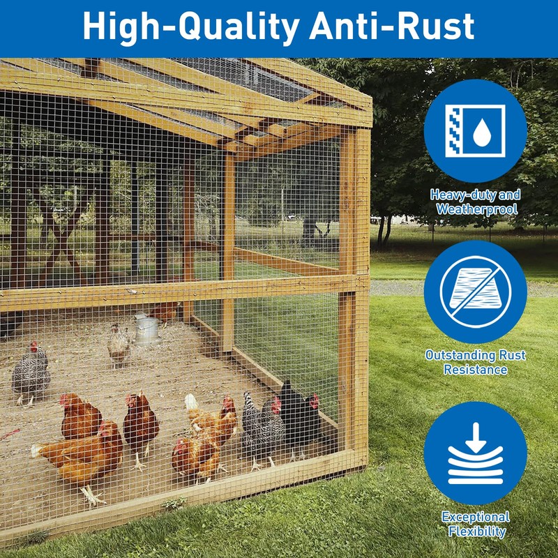 Hardware Cloth,Chicken Wire Fence,1/2 inch 15.7in x 6ft Galvanized Welded
