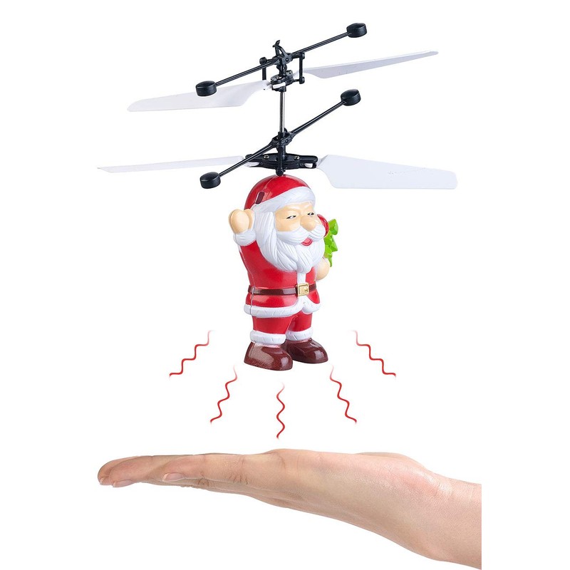 Simulus Flying Santa Claus, Self-Flying Helicopter Santa with Colourful LED