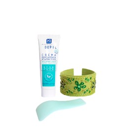 Easy Depil Kit Entschäumer Gesicht (Schnurrbart, Wangen, Kinn, Augenbrauen) 50 ml + Armband Arabesque. Schnell, einfach zu bedienen, effektiv, sicher, mit süßen pflanzlichen Proteinen, glatte Haut.