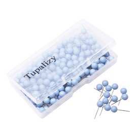 Tupalizy 1/4 Inch Small Round Map Tacks Plastic Fabric Marking Push Pins World Travel Map Thumbtacks for Home Office Bulletin Cork Board Use and DIY Craft Project, 200PCS (Light Blue)