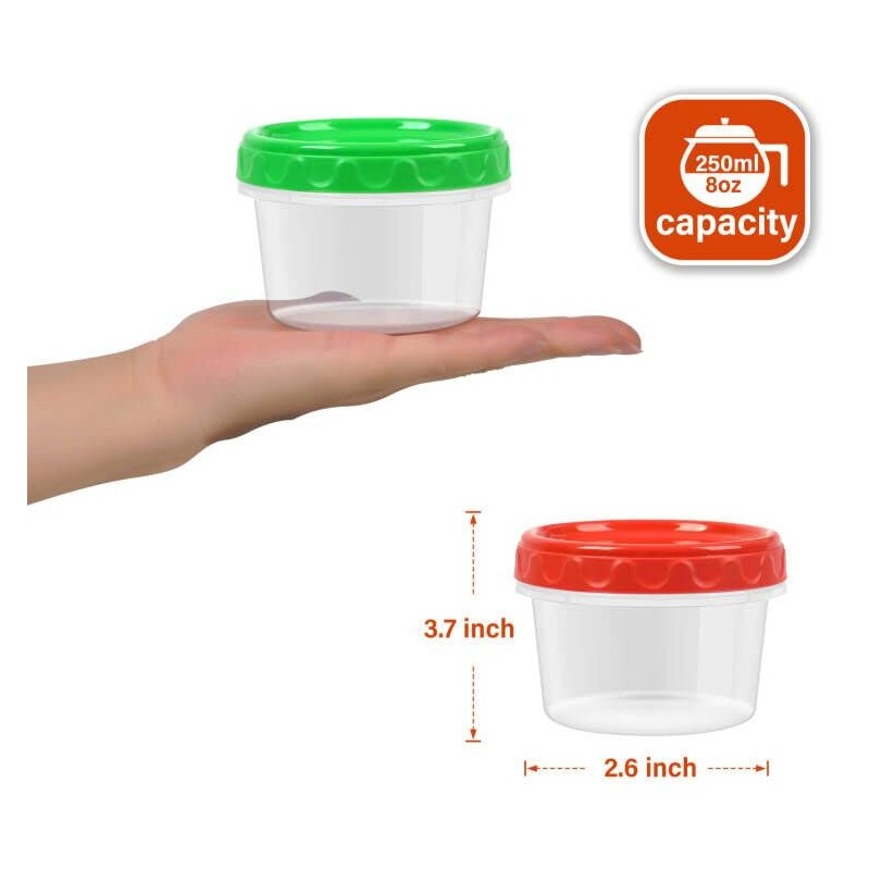 EONJOE 8 oz Small Freezer Containers with Lids Stackable Plastic