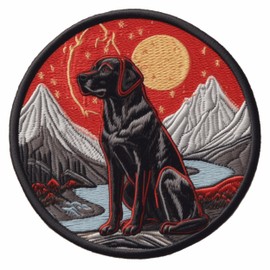 Black Labrador Dog Patch 3" Iron-on Embroidered Sublimated Applique for Clothing Vest, Sew-on Decorative Embroidery, Animal Badge Emblem, Dog Breed Souvenir, Canine, K9, Best Friend, Furry Family Pet