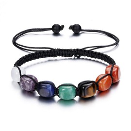 GEHECRST 7 Chakra Bracelet Gemstone Bracelets Natural Chakra Stones Yoga Bracelet Healing Reiki Energy Therapy Lucky Gemstone for Men and Women, Stone