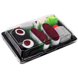 Rainbow Socks - Woman Man Sushi Socks Box Tuna and Tuna Maki - 2 Pairs - Size 4-7