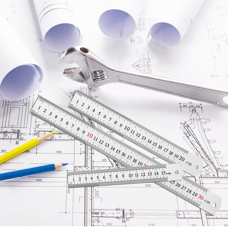 DTDNZKN 3 Pack Stainless Steel Ruler Set - Includes 6