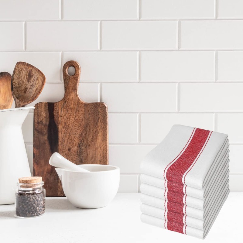 Pack of 6 Kitchen Tea Towels Large 100% Cotton Commercial