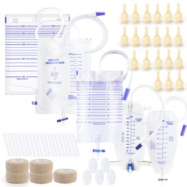 20 Latex Catheters(40mm) + 5 Self-Adhesive Wraps + 5 Stabilization Devices + 2×2000ml Urine Bags + 1×1000ml Urine Bag + 1×1000ml Leg Bag + 1×750ml Leg Bag
