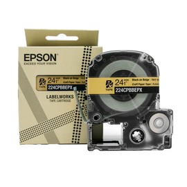 Epson LABELWORKS 224CPBBEPX Craft Paper Tape Cartridge - Black on Beige Craft Paper Label Maker Tape - 1" (24MM) Wide, 16.5'