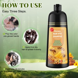 XYZCREATIVE Black Hair Dye Shampoo 3 in 1 for Women & Men 100% Gray Hair Coverage - Herbal Ingredients Natural Plant Hair Color - Hair Dye in Minutes 500ML