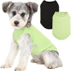 2 Pack Dog Clothes for Small Dogs Summer Dog Shirt Vest Girl Boy Lightweight Puppy T-Shirts Blank Soft and Cool Pet Clothing Sleeveless Medium Large Dog Outfit (Black+Avocado Green, X-Large)