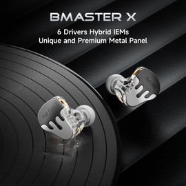 BASN BmasterX 6 Drivers Hybrid in-Ear Monitors with Noise Isolation for Musicians, Stage & Studio, Professional HiFi IEMs, Detachable 4-core OFC Silver-Plated Cable & Shockproof Case (Black-White)
