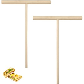 Wooden Crepe Spreader and Spatula Set,2 Piece Wood T-Shaped Pancake Batter Tool,Crepe Spreader Wooden Crepe Maker, Natural Beechwood Crepe Spatula for Crepes for Pancakes