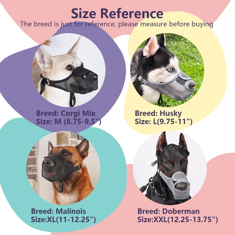 FDEETY Muzzle for Dogs, Soft Mesh Muzzle for Small, Medium
