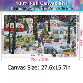 YALKIN 5D Diamond Painting Kits for Adults, Large Winter Christmas Diamond Art Kits Full Drill Diamond Painting Kit for Adult Beginners, DIY Crystal Picture Art for Home Wall Decor 40x70cm/15.7x27.6in