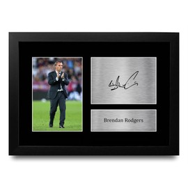 HWC Trading FR A4 Brendan Rodgers Gifts Printed Signed Autograph Picture for Football Fans and Supporters - A4 Framed