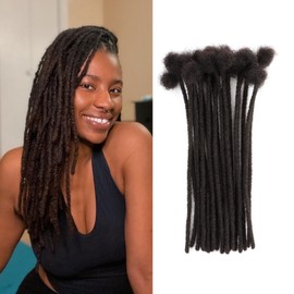 IIFLYDSFA 0.4cm Thickness Real Human Hair Dreadlock Extensions for Men/Women 10 Inch 20 Strands Full Handmade Permanent Locs Extensions Human Hair Can Be Dyed and Bleached