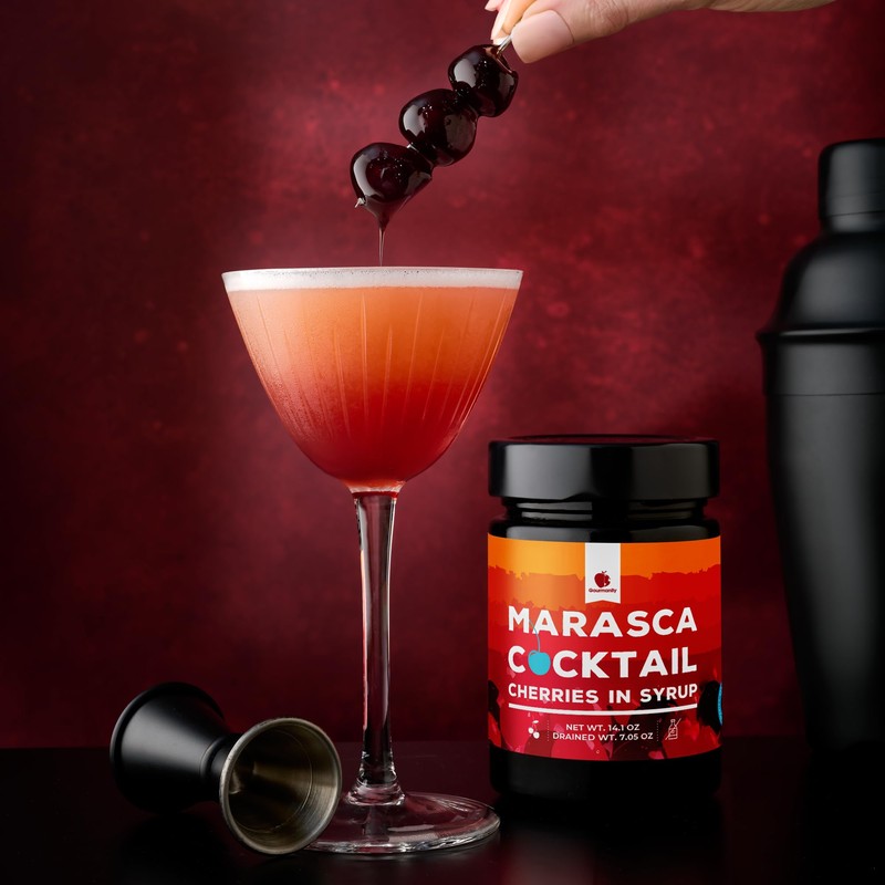 Gourmanity Cocktail Maraschino Cherries, Made from Italian Grown Marasca Cherries.