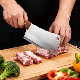 7 Inch Meat Cleaver Knife, Professional Butcher Knife, Heavy Duty Bone Chopper, Ultra Sharp High Carbon Steel Blade, Ergonomic Non-Slip Handle for Bone Cutting, Vegetable Chopping, Restaurant, Kitchen