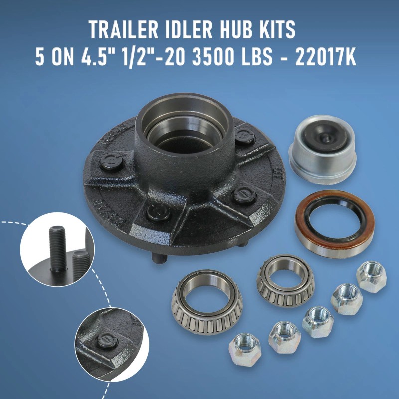 JDMSPEED Trailer Idler Hub Kits 5 on 4.5" for 3500