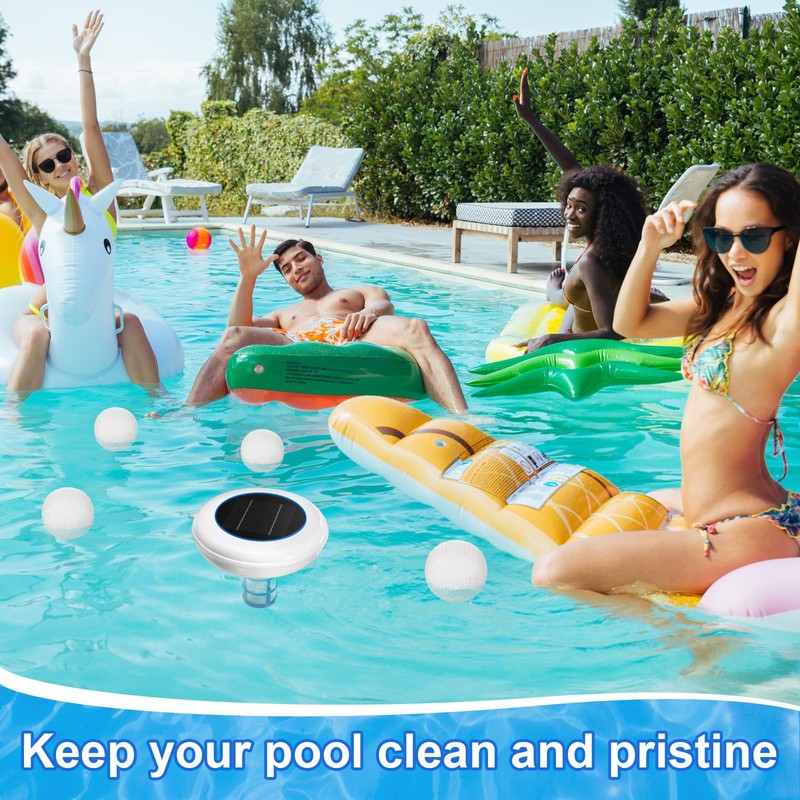 Qualirey 1 Set Solar Pool Ionizer Floating Water Cleaner and