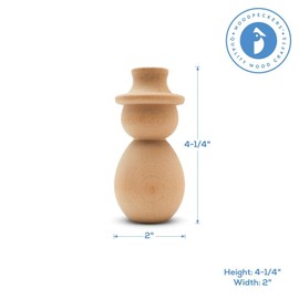Unfinished Wood Snowman Shelf Sitter, 4-1/4 inch Pack of 10, Large Snowman Pegdoll, Snowman Figurine for Holiday Décor, by Woodpeckers