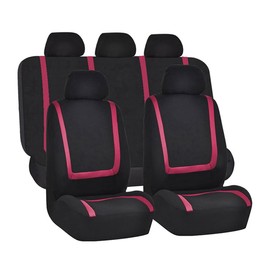XINLIYA Car Seat Covers Full Set, Breathable Premium Cloth Automotive Seat Cover, Universal Front and Rear Seat Covers, Easy to Install Car Accessories for Most Cars Trucks SUV (Pink)