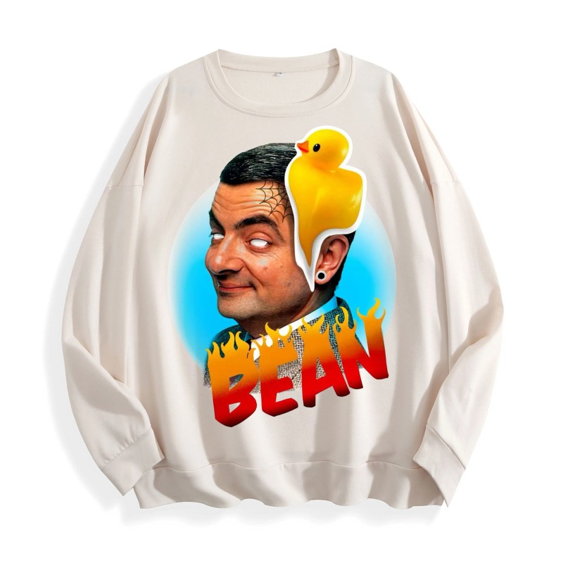 Mr. Bean Graffiti Rubber Duck Graphic Crewneck Sweatshirt, US Warehouse,