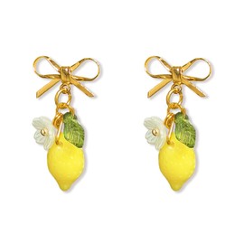 Lemon Water Diamond Earrings Cubic Zirconia Lemon Stud Earrings Exquisite and Sparkling Lemons Jewelry for Women (B)
