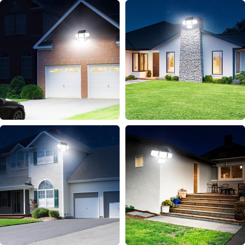 JumJam Solar Lights Outdoor, 4 Heads Motion Sensor Light with