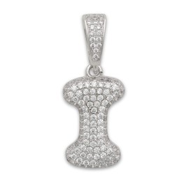 Small CZ .925 Sterling Silver Bubble Letter (J)