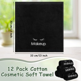 Shimeyao 13 x 13 Pulgadas Paños Desmaquilladores Reutilizables Toallas de Maquillaje de Limpieza Facial Toalla Cosmética de Algodón Toallas Faciales Absorbentes de Agua Cuidado, Negro (6)