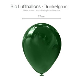 Organic Balloons Green • Pack of 100 • Made in the EU • Premium Balloons Made of 100% Pure Natural Latex • Helium Balloons Colourful • Made of Natural Raw Materials • Birthday Balloons • Balloons Dark