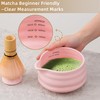 YumiPLUS 2pcs Matcha Bowl with Whisk Holder, Ceramic Pink Matcha