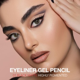 QIDSTERS Black Matte Gel Eyeliner Pencil, Multi-Use Waterline Eyeliner with Sharpener, Sharpenable Eye Liner Waterproof Smudge Proof, High Pigmented Eye Makeup Liners, Vegan & Cruelty-Free 01