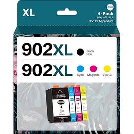 OSIR 902XL Compatible for 902 XL Ink Cartridge Combo Pack High Yield Replacement Work for Officejet Pro 6978 6960 6962 6968 6954 6958 6950 6951 6970 Printers (Black, Cyan, Magenta, Yellow, 4 Pack)