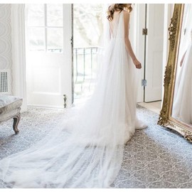 UATULT Women's Long Wedding Shawl Cloak Cathedral Veil Evening Shawl Wedding Wraps Bridal Capes Ivory