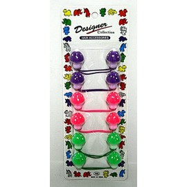 Designer Collection Girls Ponytail Holders Small Polka Dot Mushrooms Pink Green Purple Set of 6