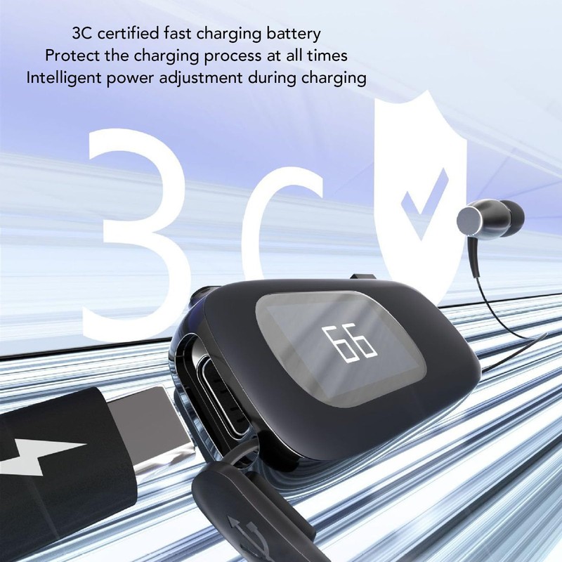 Retractable Headset, Ergonomic Clip On Bluetooth Headset with Vibration Alert