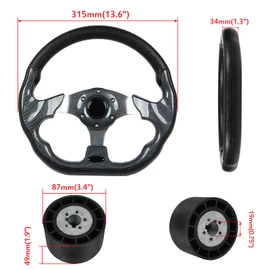 GONMOT 12.5" D-Shaped Boat Steering Wheel with 3/4“ Tapered Shaft, Carbon Fiber Axle Marine Steering Wheel for Seastar and Verad, etc. for Marine Boats, Vessels, Yacht, Pontoon Boat